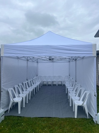 Renting out: Gazebos, food warmers, chairs, table, lights